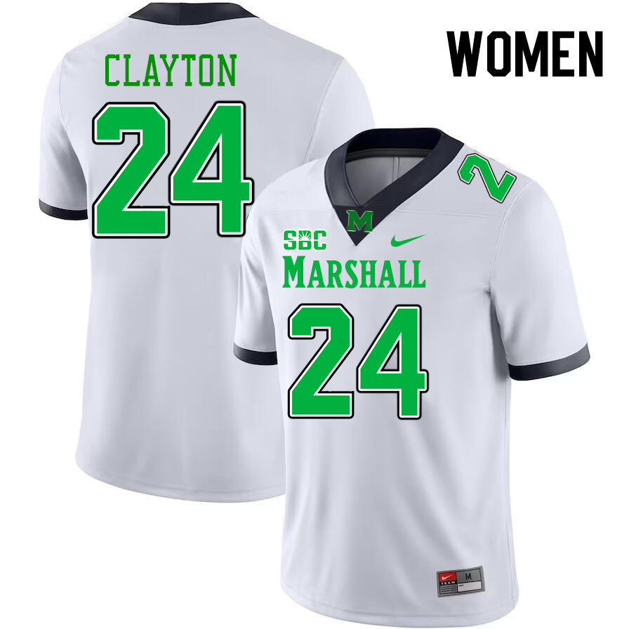 Women #24 Jacarius Clayton Marshall Thundering Herd SBC Conference College Football Jerseys Stitched